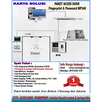 Paket Access Control Mesin Fingerprint MAGIC MP340 sidik jari Akses door