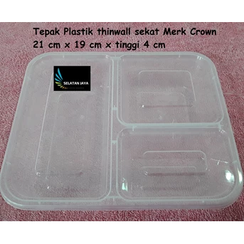 kotak peralatan makan plastik thinwall sekat merk crown-2
