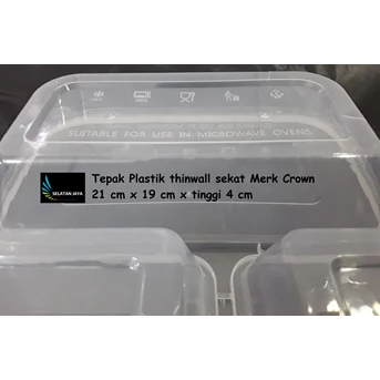 Kotak Peralatan Makan Plastik Thinwall sekat merk Crown