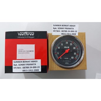 VEETHREE V22535C HOURS AND TACHOMETER 0 - 4000 RPM 85 MM 12V 24V