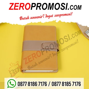 souvenir buku catatan agenda binder note cover kulit with kalkulator - memo promosi