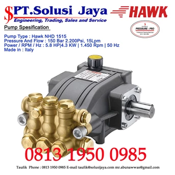 pompa hawk nhd 15 lpm - 150 bar - 5,8 hp - 4,3 kva - 1450 rpm