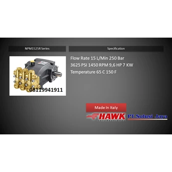 POMPA HAWK PRESSURE 300 BAR - 4350 Psi - 8.8 KW - 11.8 HP