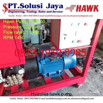 pompa hydrotest w200-30 eps hawk pump nlt3020. 200 bar. 30 lpm. rpm 1450-3