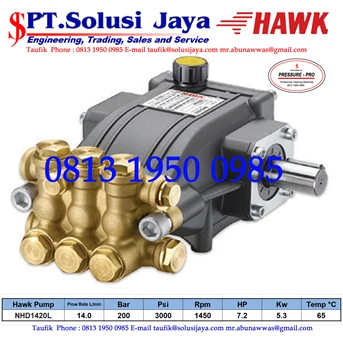 Hawk Pump NHD1420L Flow rate 14.0Lpm 200Bar 3000Psi 1450Rpm 7.2HP 5.3Kw