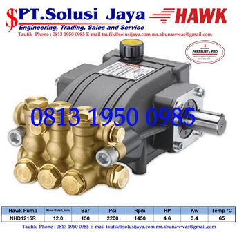 hawk pump nhd1215r flow rate 12.0lpm 150bar 2200psi 1450rpm 4.6hp 3.4kw