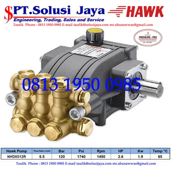 hawk pump nhd8512r flow rate 8.5lpm 120bar 1740psi 1450rpm 2.6hp 1.9kw