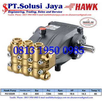 hawk pump px1550ir flow rate 15.0lpm 500bar 7250psi 1450rpm 19.4hp 14.3kw