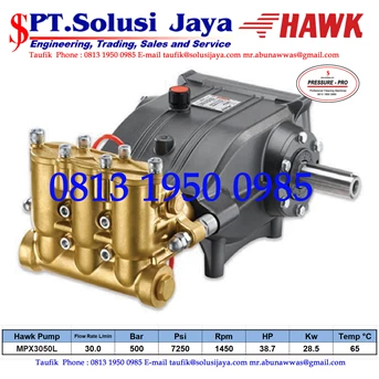 Hawk Pump MPX3050L Flow rate 30.0Lpm 500Bar 7250Psi 1450Rpm 38.7HP 28.5Kw