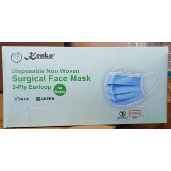 Masker Disposable Non Woven Surgical Face Mask 3Ply Earloop steril RRC