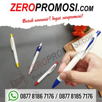 souvenir pulpen promosi plastik murah kode 801 putih-4