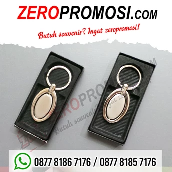 souvenir gantungan kunci besi bentuk oval putar promosi-1