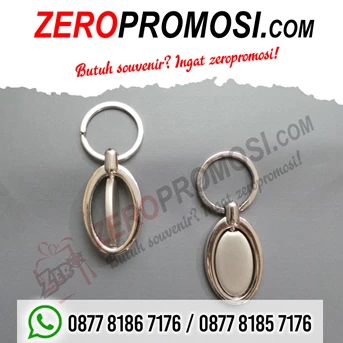 souvenir gantungan kunci besi bentuk oval putar promosi-3