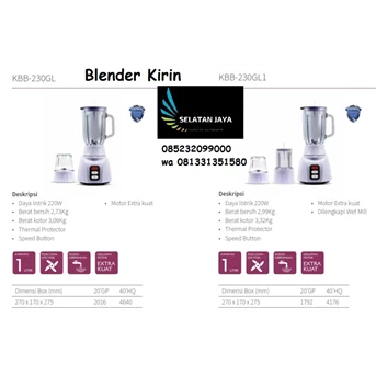 Blender & Mixer elektronik KKB230 GL merk Kirin