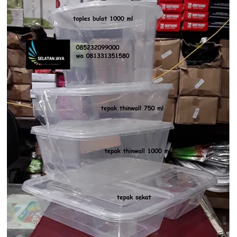 kotak makan plastik transparant thinwall 1000 ml