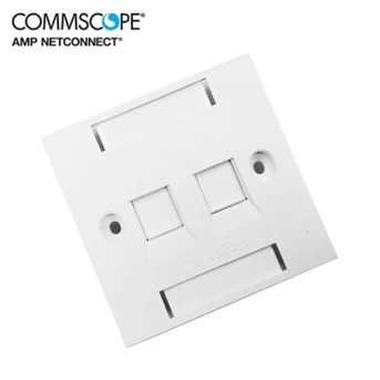 amp commscope face plate kit dual port 2 port white kabel lan