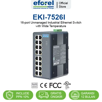 Unmanaged Switch 16 Port Ethernet Wide Temperature Advantech EKI-7526i