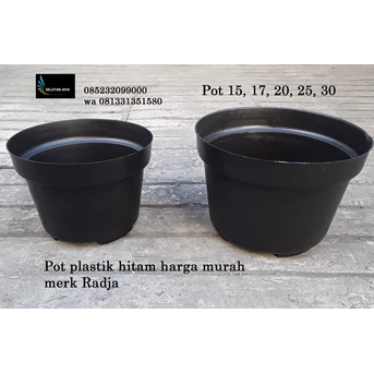 Pot kembang plastik hitam harga murah merk Radja