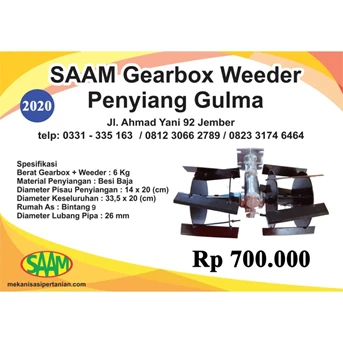 GEARBOX WEEDER untuk Mesin Potong Rumput AS 9T Diameter 20 cm