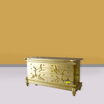 Cabinet Klasik Modern Warna Gold Cantik Kerajinan Kayu