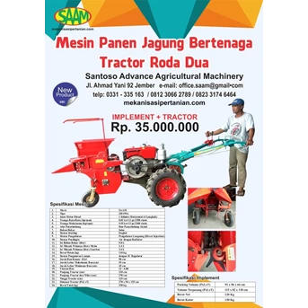 Mesin Panen Jagung Bertenaga Tractor Roda Dua - Alat Pertanian