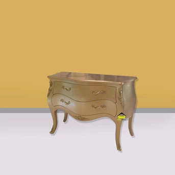 meja cabinet bombai warna gold mewah kerajinan kayu