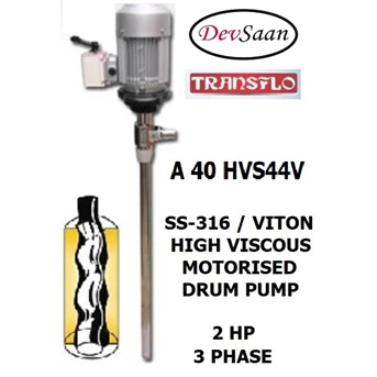 SS316 High Viscous Drum Pump A 40 HVS44V Pompa Drum-40mm (Barrel Pump)