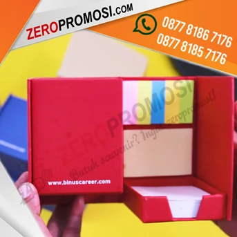 kotak pen memo promosi post it + sablon 1warna 2sisi custom logo-1