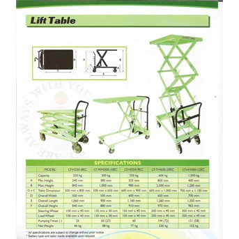 lift table opk inter corporation - cap 250 kg - 1 ton - harga murah