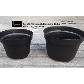 Pot kembang plastik hitam HS no 20 cm