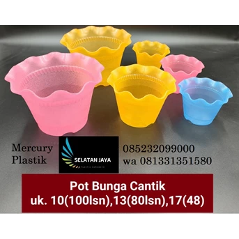 Pot kembang Plastik cantik renda merk mercury