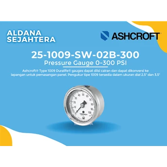 ashcroft pressure gauge 0-300 psi (25-1009-sw-02b-300)