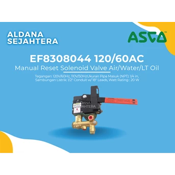 asco manual reset solenoid valve air/water/lt oil (ef8308044 120/60ac)