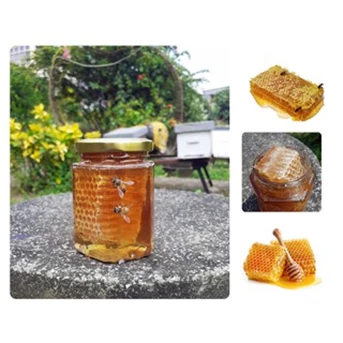 madu sarang / honey comb / pure honey kemasan hexagonal kaca-2