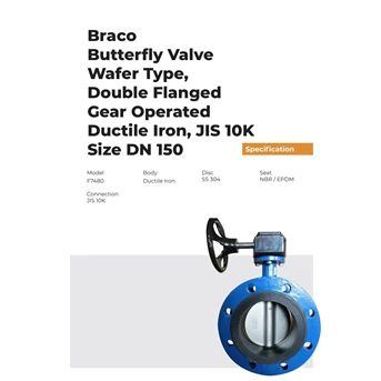 BUTTERFLY DOUBLE FLANGE GEAR DUCTILE IRON DN150 10K BRACO