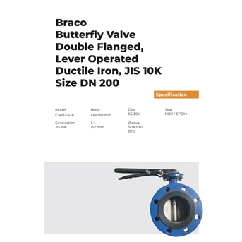 butterfly double flange ductile iron dn200 10k braco