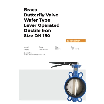 butterfly valve wafer type ductile iron 6 braco