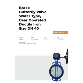 butterfly valve wafer type gear ductile iron 1.5 braco