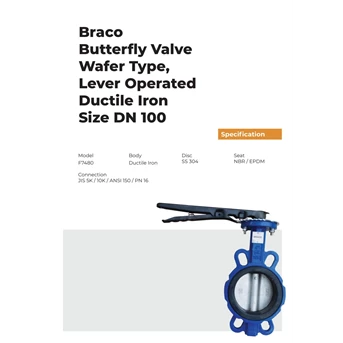 Butterfly Valve Wafer Type Ductile Iron 4 inch BRACO