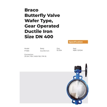 butterfly valve wafer type gear ductile iron 16 braco