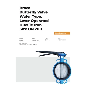 BUTTERFLY VALVE WAFER TYPE DUCTILE IRON 8 BRACO