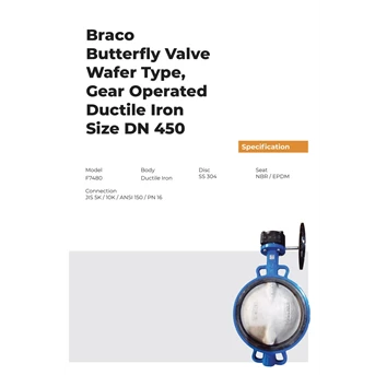 butterfly valve wafer type gear ductile iron 18 braco