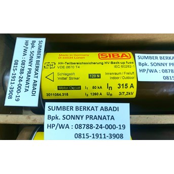 FUSE SIBA 315 A 3/7.2 KV Part Number 3011054.315
