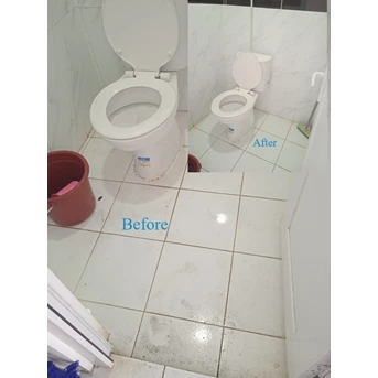 membersihkan toilet fashlab klinik di widyachabdra
