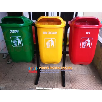 tempat sampah oval outdor tiga warna / tempat sampah-2