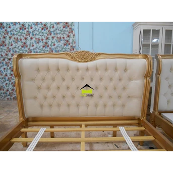 tempat tidur klasik cantik warna gold vania kerajinan kayu-2