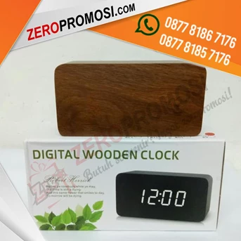 souvenir jam dinding kayu digital custom - jam alarm led wood-6