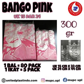 Kantong bening bango pink / kresek bening / plastik transparan