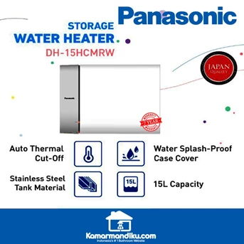 panasonic water heater 15l / 350 watt pemanas air listrik dh-15hcmrw-1