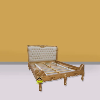 Tempat Tidur Klasik Modern Warna Gold Cantik Silova Kerajinan Kayu